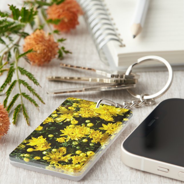 A Multitude of Yellow Mums Key Ring (Front Right)