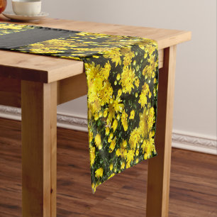 A Multitude of Yellow Mums Short Table Runner