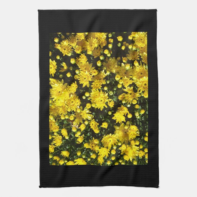 A Multitude of Yellow Mums Tea Towel (Vertical)