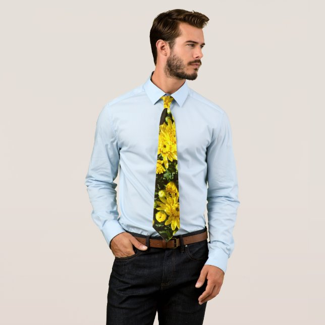 A Multitude of Yellow Mums Tie (In Situ)