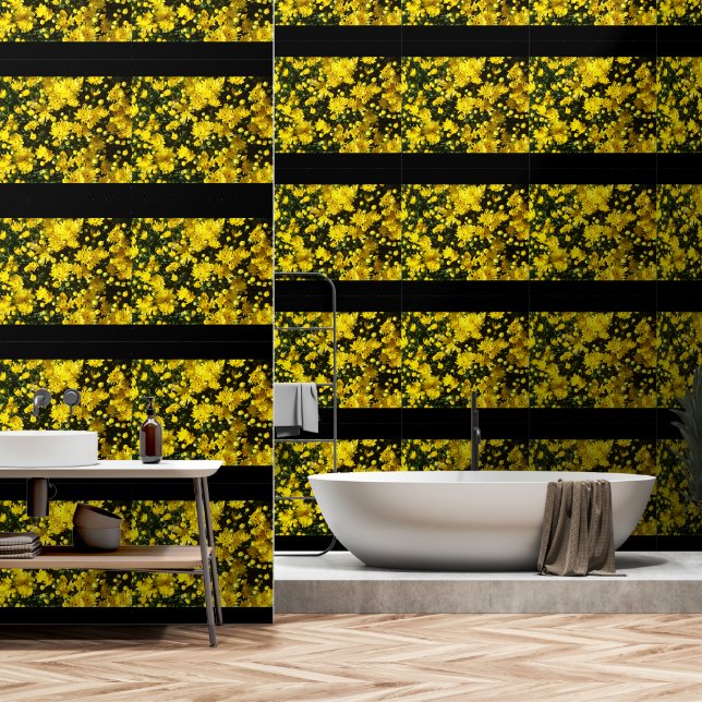 A Multitude of Yellow Mums Wallpaper (Bathroom)
