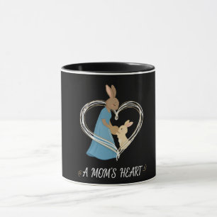 A Mum's Heart   Cute Mother & Baby Bunny Illustrat Mug