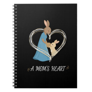 A Mum's Heart Cute Mother & Baby Bunny Illustrat Notebook