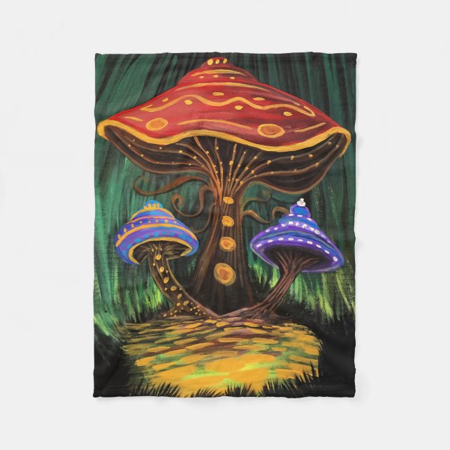 A Mushroom World Fleece Blanket (Front)