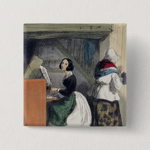 A Music School Pupil, from 'Les Femmes de 15 Cm Square Badge