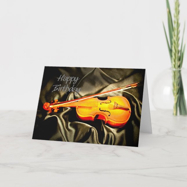 A musical birthday card with a violin (Front)