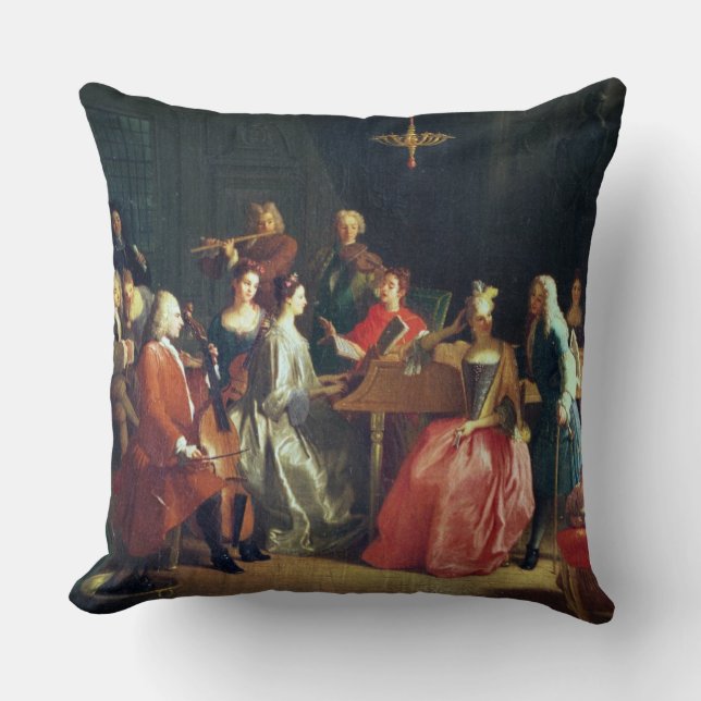 A Musical Evening (oil on canvas) Cushion (Front)