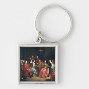 A Musical Evening (oil on canvas) Key Ring