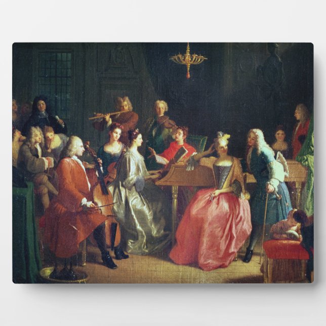 A Musical Evening (oil on canvas) Plaque (Front)