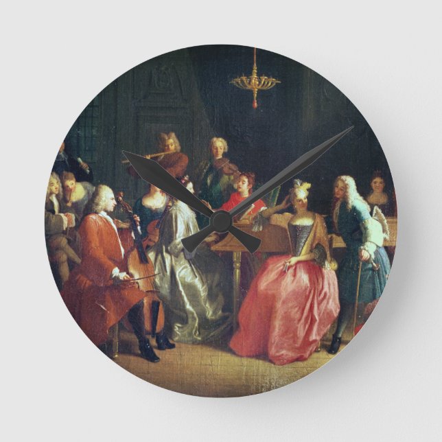 A Musical Evening (oil on canvas) Round Clock (Front)