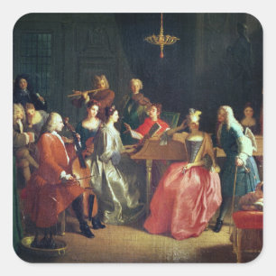 A Musical Evening (oil on canvas) Square Sticker