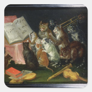 A Musical Gathering of Cats Square Sticker
