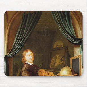 A Musician Playing a Violin by a Draped Casement Mouse Pad