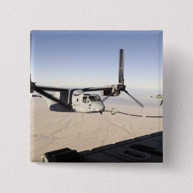 A MV-22 Osprey refuels midflight 15 Cm Square Badge (Front)