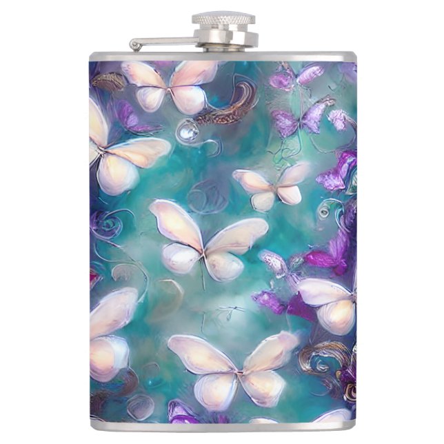 A Mystical Butterfly Series Design 1 Hip Flask (Front)