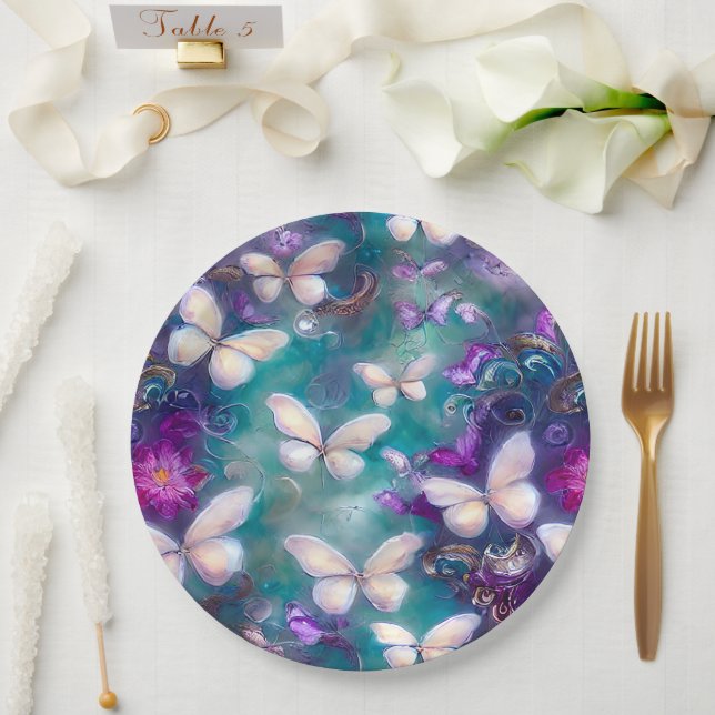 A Mystical Butterfly Series Design 1 Paper Plate (Wedding)