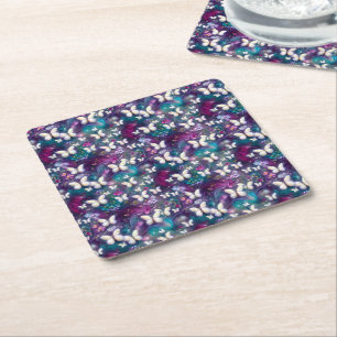 A Mystical Butterfly Series Design 5 Square Paper Coaster