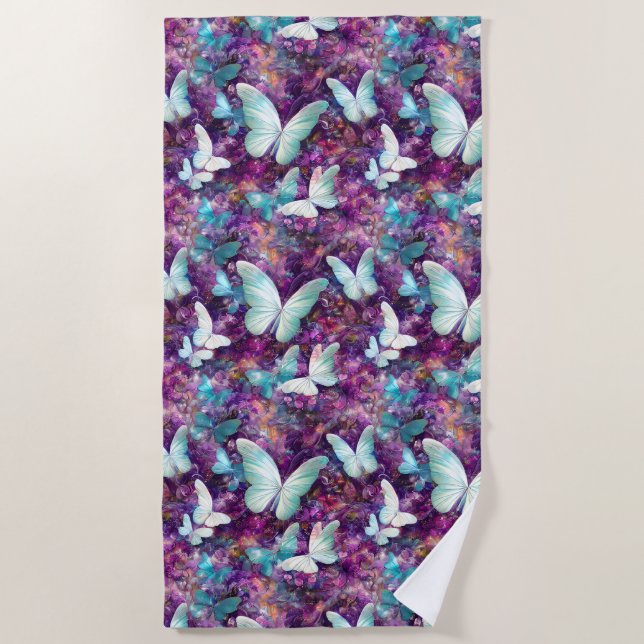 A Mystical Butterfly Series Design 7 Beach Towel (Front)