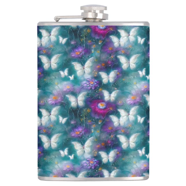 A Mystical Butterfly Series Design 9 Hip Flask (Front)
