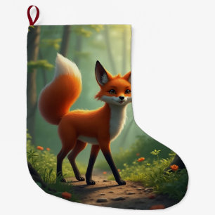 A mystical fox wandering through the forest large christmas stocking