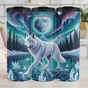 A Mystical Wolf on a Frozen Lake Thermal Tumbler