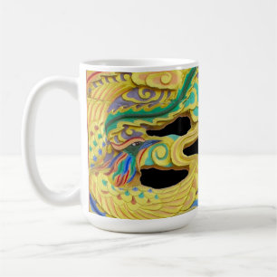 A Mythical Firebird and Golden Dragon on a Coffee Mug