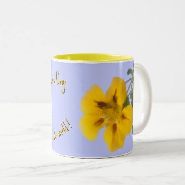 A nasturtium flower for mother’s day Two-Tone coffee mug (Front Right)