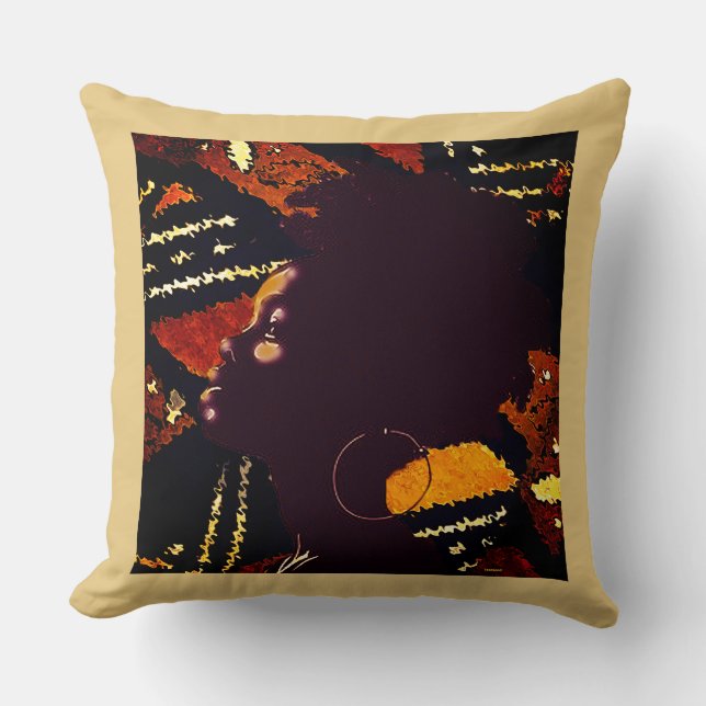 A Natural Vibe — Earth Tone Geometric Portrait Cushion (Front)