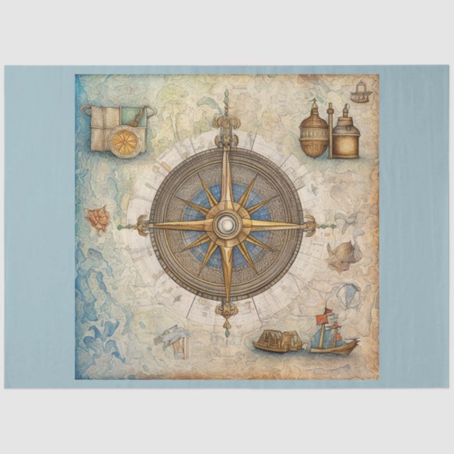 A Nautical Compass Series Design 12 Tissue Paper (Front)
