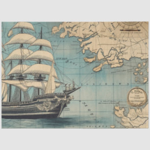 A Nautical Map Series Design 4 Tissue Paper