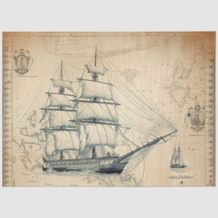 A Nautical Map Series Design 8 Tissue Paper