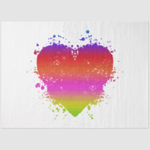 A Neon Distressed Rainbow Heart Series Design 1 Tissue Paper