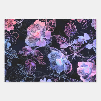 A neon embroidery flower texture wrapping paper sheet