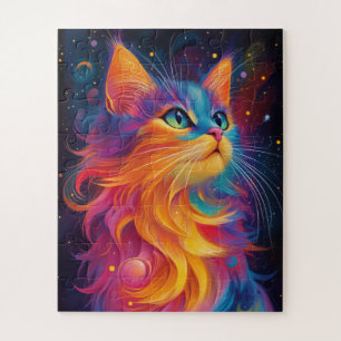  A neon glowing cat Jigsaw Puzzle