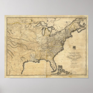 A new and correct map of the United States Poster