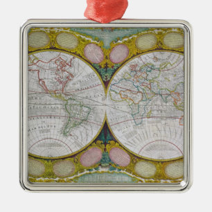 A New and Correct Map of the World, 1770-97 Metal Ornament