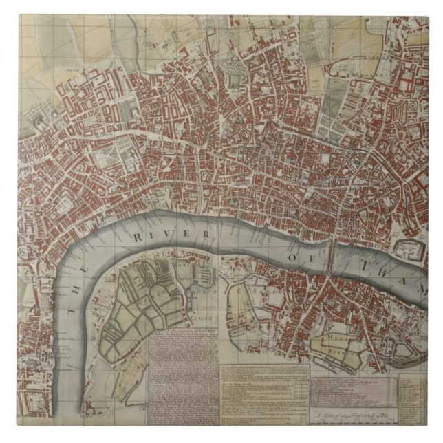 A New and Exact Plan of the Cities of London and W Ceramic Tile (Front)