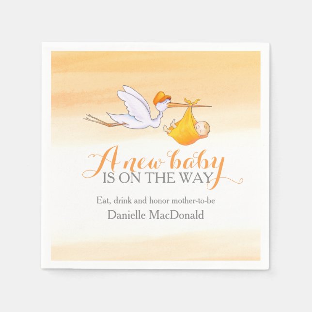 A new baby is on the way stork art napkins (Front)