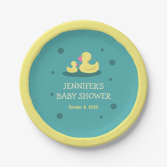 A New Baby to Love Duck Baby Shower Paper Plate (Front)