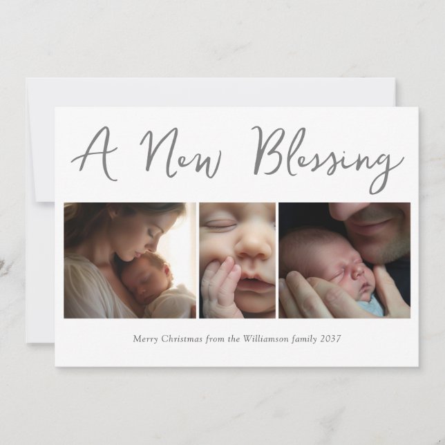A New Blessing Holiday Birth Announcement  (Front)