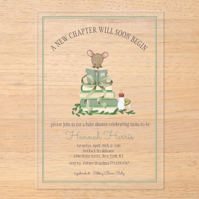 A New Chapter Acrylic Baby Shower Invitation (Front)