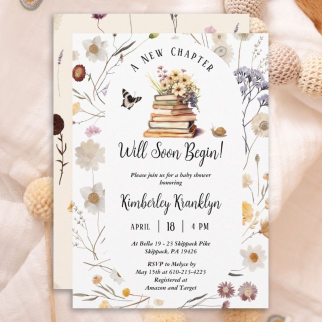 A New Chapter Baby Shower Storybook Wildflower Invitation (Creator Uploaded)