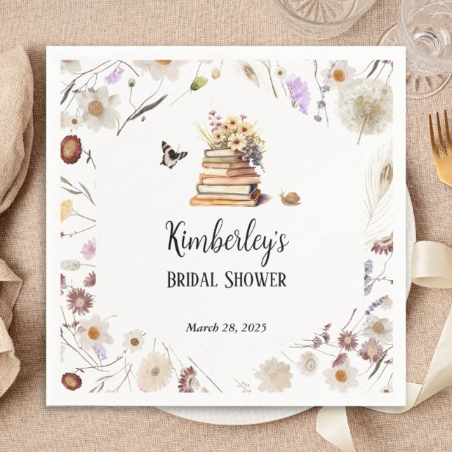 A New Chapter Baby Shower Storybook Wildflower Napkin (Creator Uploaded)