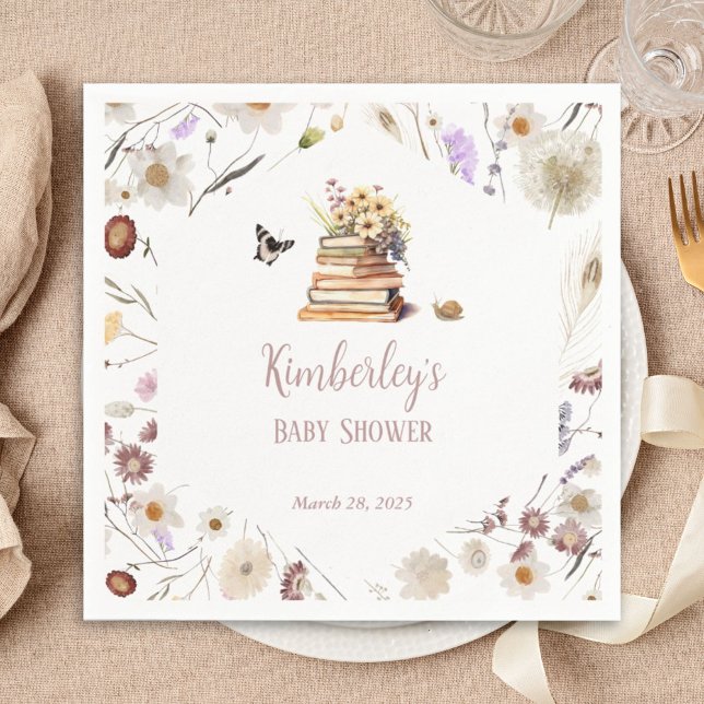 A New Chapter Baby Shower Storybook Wildflower Napkin (Creator Uploaded)