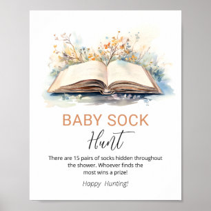 A New Chapter Baby Sock Hunt Shower Game Sign