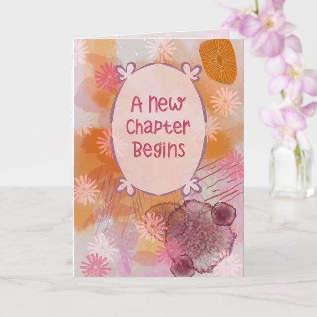 A New Chapter Begins Abstract Greeting Card (Orchid)