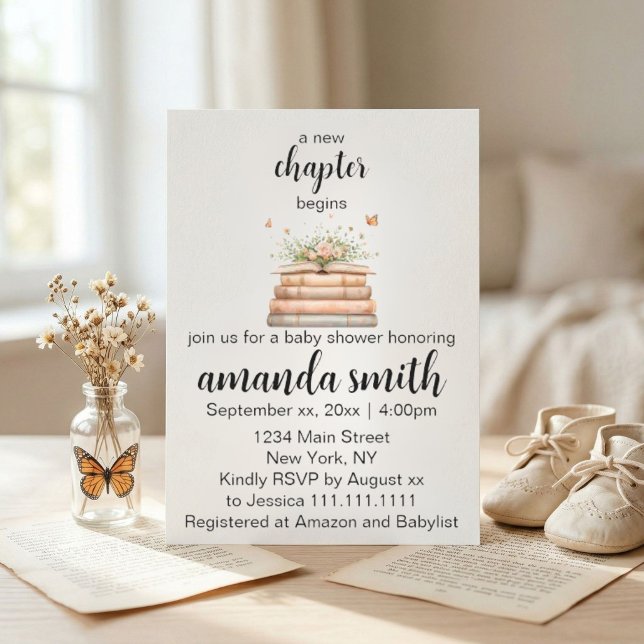 A New Chapter Begins Baby Shower Invitation  (Creator Uploaded)