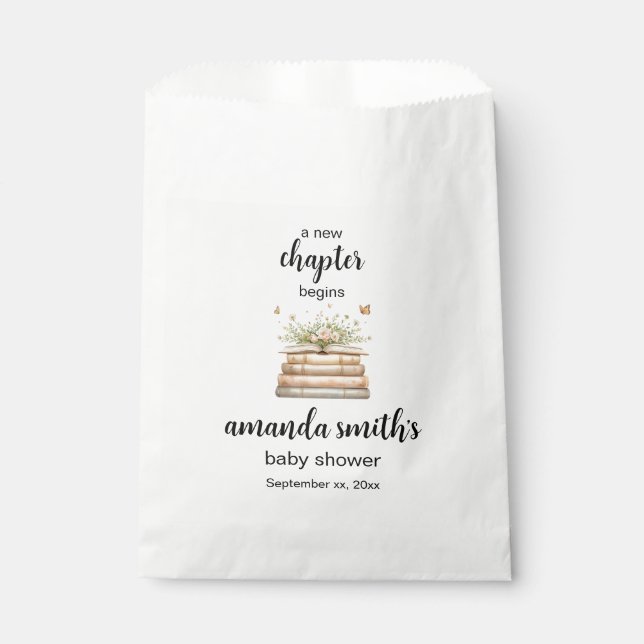 A New Chapter Begins Baby Shower Invitation  Favour Bag (Front)