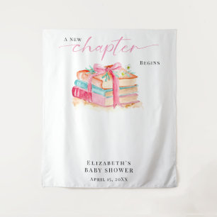 A New Chapter Begins Baby Shower Watercolor Books Tapestry