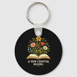 A new chapter begins book lover inspiring readers key ring